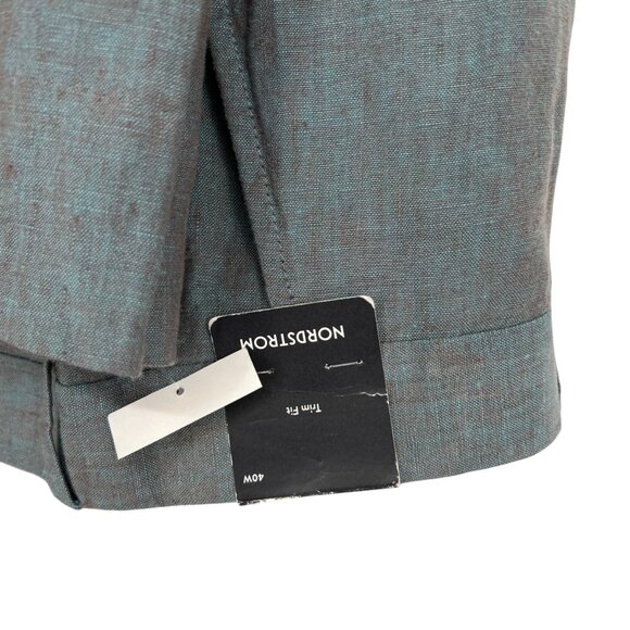 Nordstrom Trim Fit Linen Trousers Aqua Blue Gray Size 40 Waist NWT - Picture 8 of 14